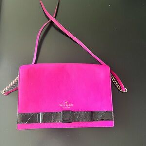 Kate Spade Pink and Black Crossbody with Metallic Bow